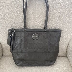Coach Dark Gray Signature Tote